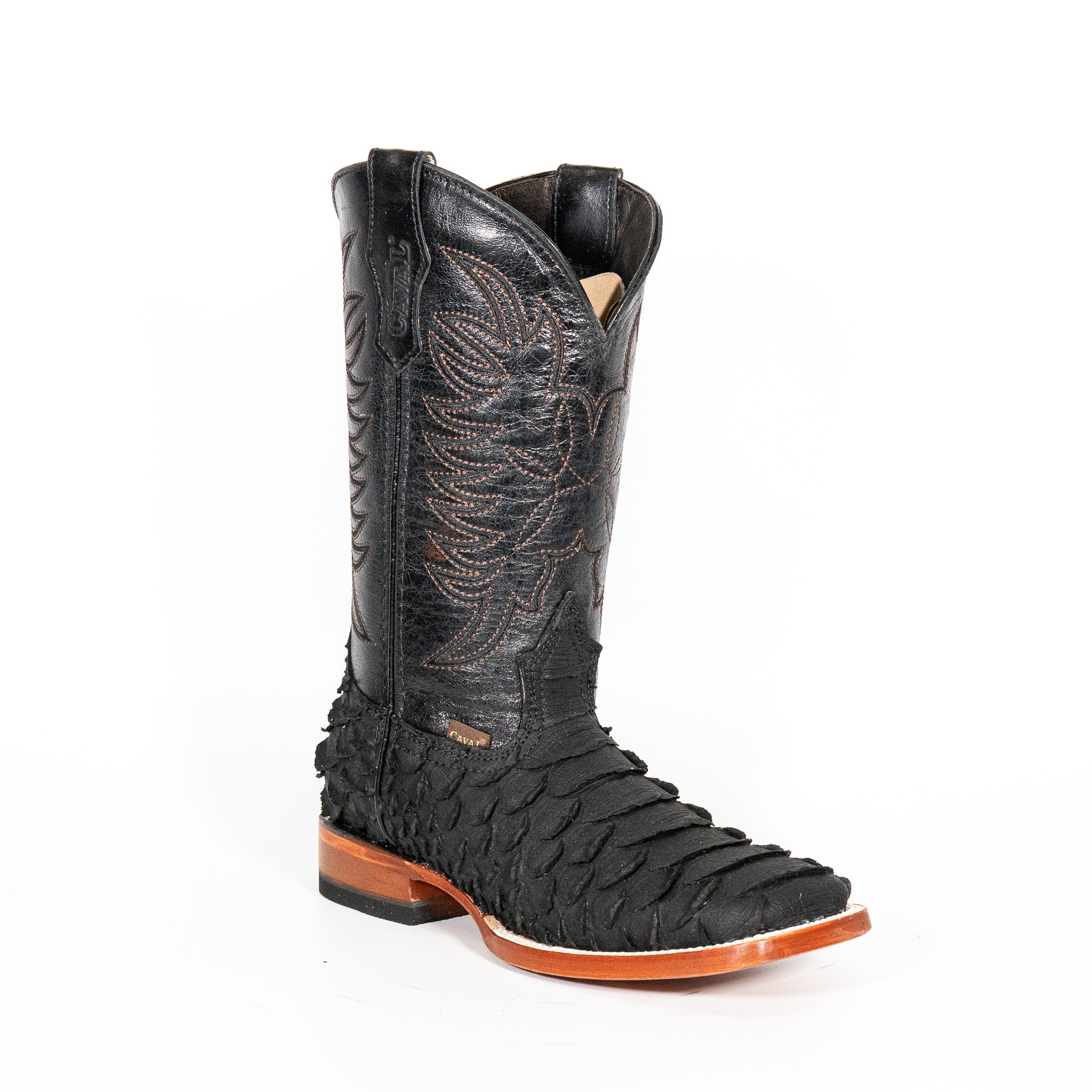 1000 Python Negro Grabado Cuero – Caval Western Boots