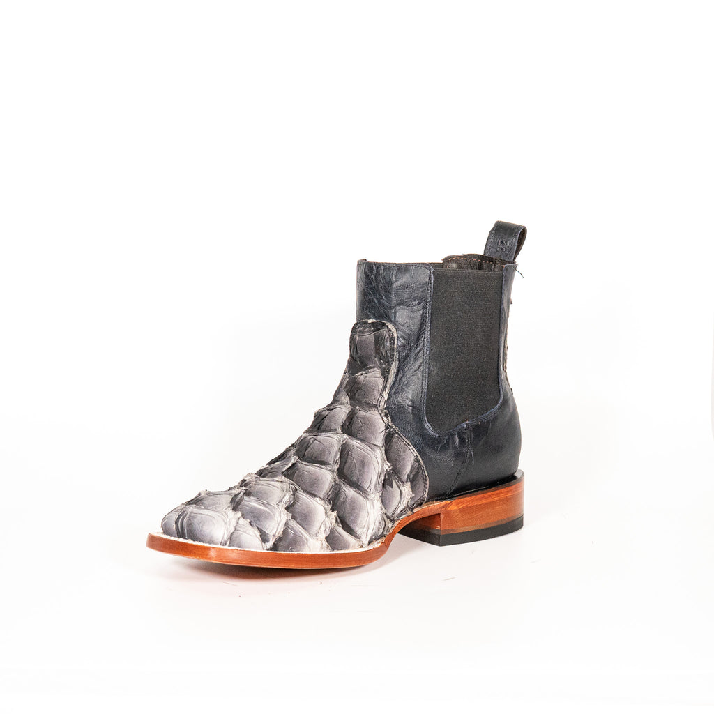 910 Botin Pescado Eclipse Gris Exotico Cuero