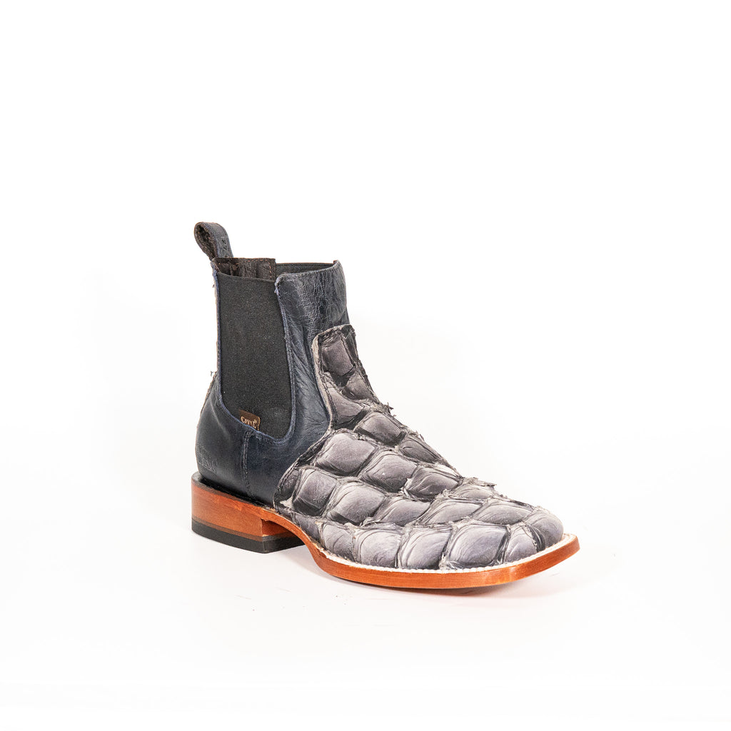 910 Botin Pescado Eclipse Gris Exotico Cuero