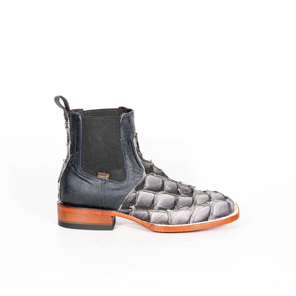 910 Botin Pescado Eclipse Gris Exotico Cuero