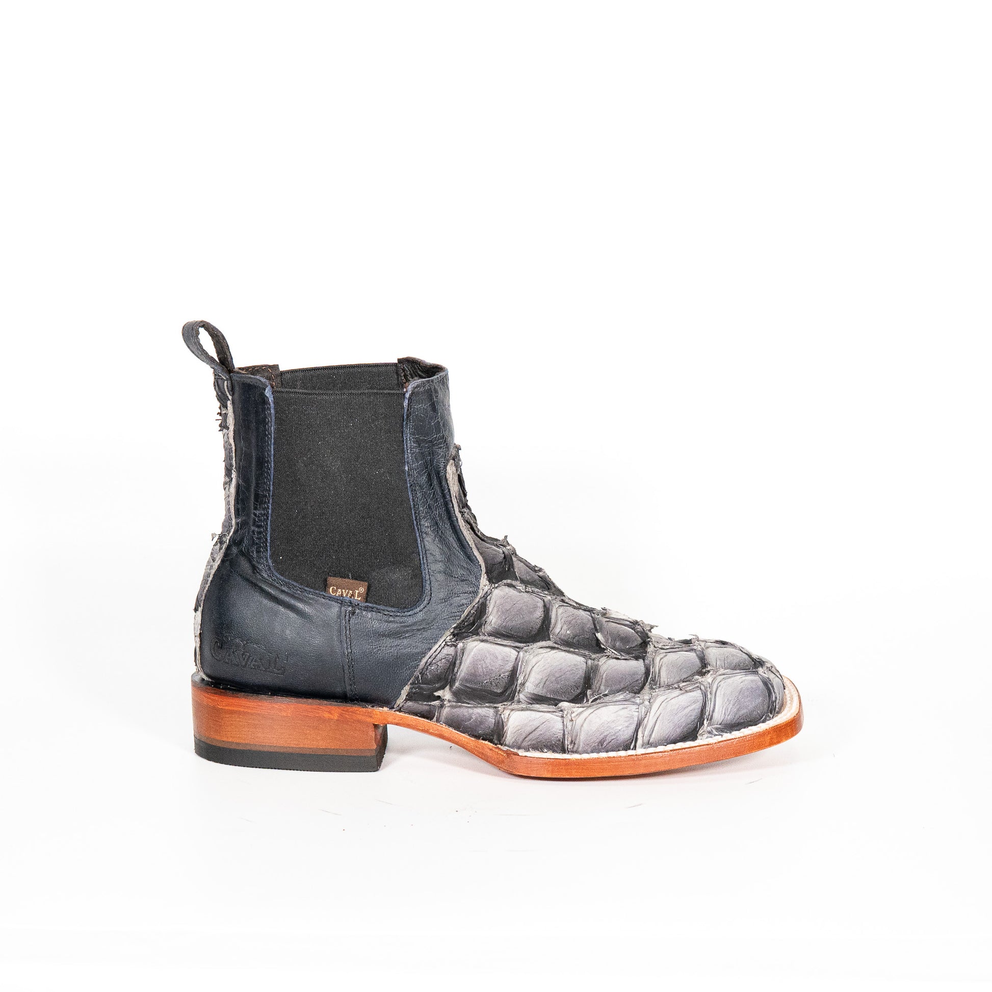 910 Botin Pescado Eclipse Gris Exotico Cuero