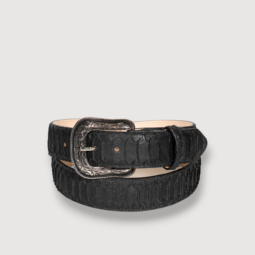 Cinto Piton Negro Grabado