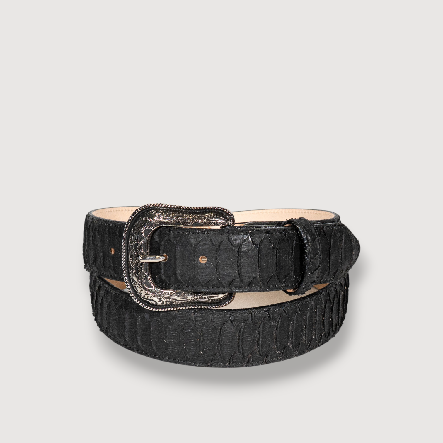 Cinto Piton Negro Grabado