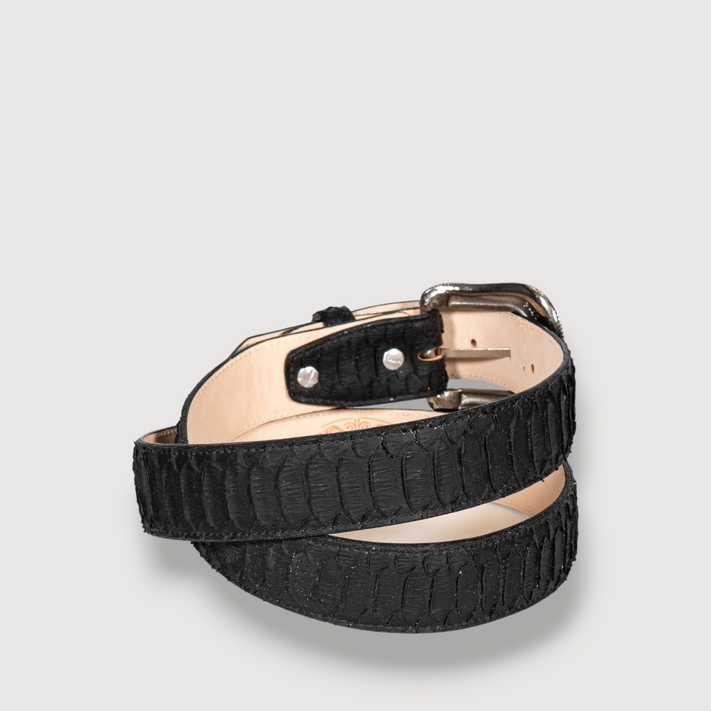 Cinto Piton Negro Grabado