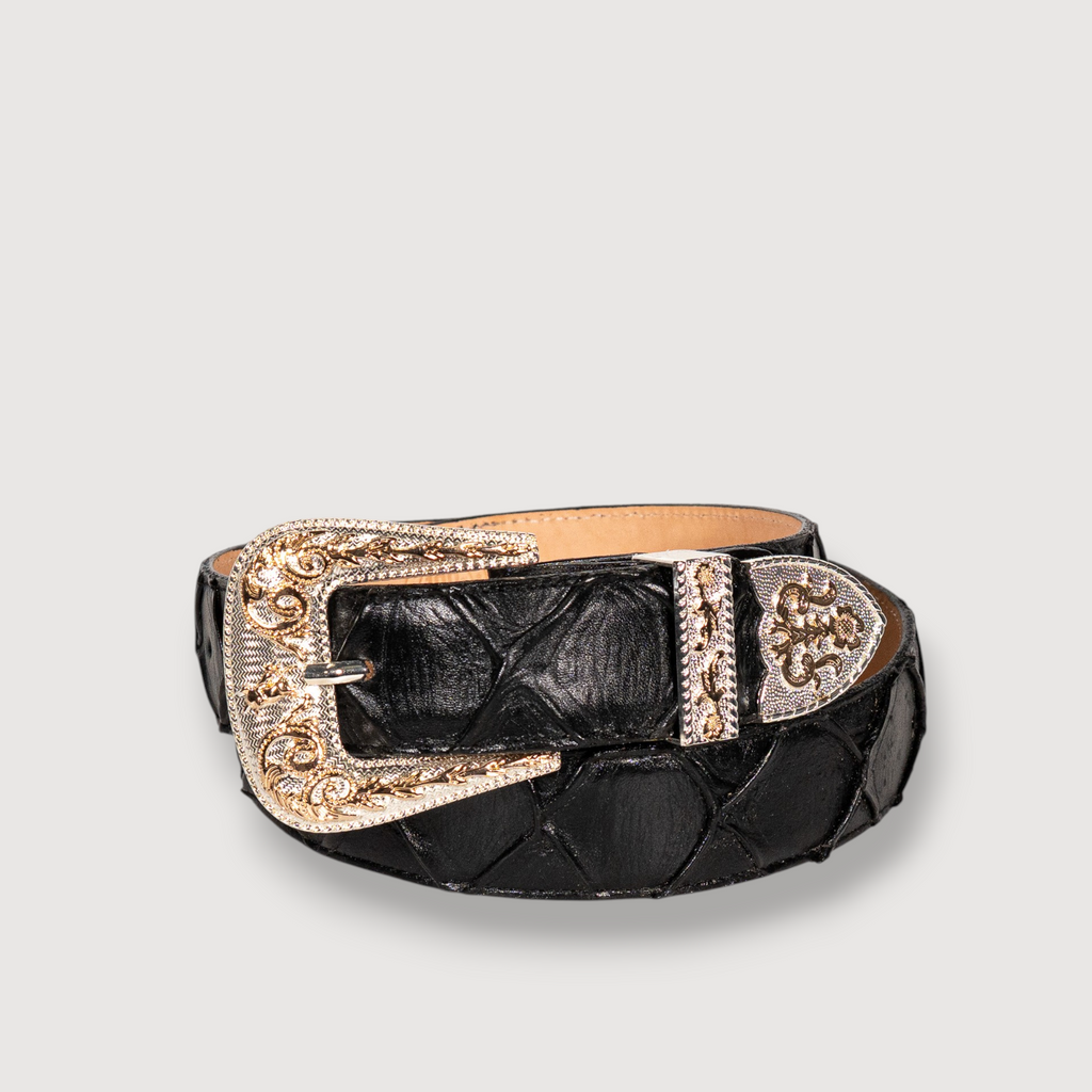 Cinto Pescado Negro Grabado