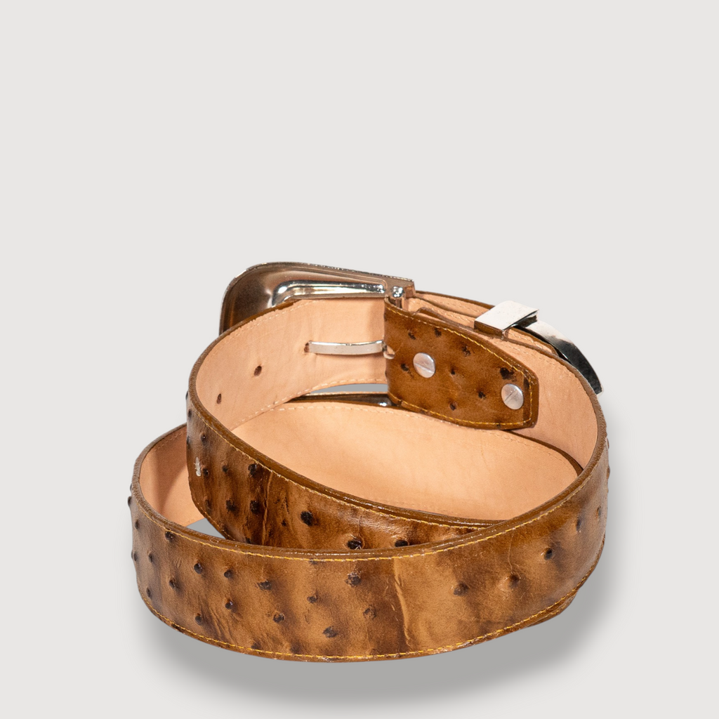 Cinto Avestruz Miel Grabado